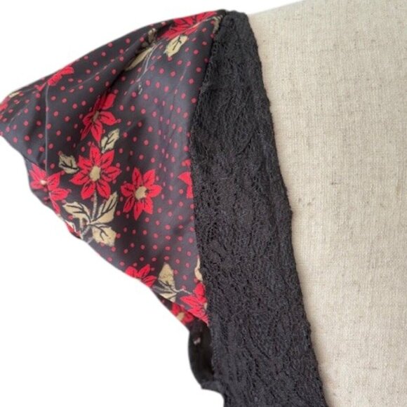 Free People Aurora Dress Red Floral A-line Mini Babydoll Puff Sleeves Large NWOT - Picture 12 of 16